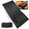Kit 5 Travessas Retangulares Curvada 28 Cm Kanpai Preta para Restaurante Japons Sushi Melamina Premium