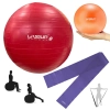 Kit Pilates Bola Sua 45cm Vermelha + Overball 25cm + Faixa Elstica Mdia Yoga Ginstica Treino