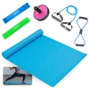 Kit Colchonete + Extensores Forte + Mini Band Media e Forte + Roda Abdominal