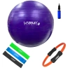 Kit Bola Pilates 55cm + Mini Bomba + Arco de Pilates + 3 Faixas Elsticas Mdia Forte Extra Forte