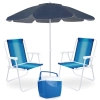 Kit Praia com Guarda Sol 2 M, 2 Cadeiras de Praia e Caixa Trmica
