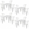 Conjunto 4 Mesas Quadrada + 16 Cadeiras em Plastico Branca