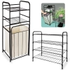 Kit Cesto de Roupa Suja Organizador Multiuso + Sapateira 4 Andares Casa Lavanderia