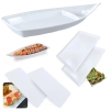 Kit Barca 40 Cm + 2 Pratos Retos para Sushi + 2 Travessa 24,8 Cm para Buffet Comida Japonesa