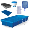 Kit Piscina 3000 Litros em Ao + Capa e Forro + Filtro 220v + Peneira + Clorador Flutuante