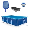 Kit Piscina Retangular 6200 Litros Premium + Capa + Clorador Flutuante + Peneira Nautilus