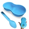 Porta Leite em P Porta Papinha Baby Tigela Infantil com Colher Azul Bebe