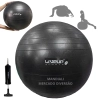 Bola Suia de Pilates Premium Anti Estouro 65 Cm Preta + Mini Bomba Treino Academia Yoga Exercicios