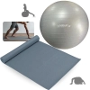 Kit Bola Anti Estouro Pilates Cinza 85cm+ Bomba Inflar+ Colchonete 1,73m Academia Exerccios Treino