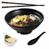 Kit Tigela 21,5 Cm + Molheira + Colher + Par de Hashi Comida Japonesa Yakisoba Melamina Premium