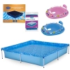 Kit Piscina 1500 Litros + Capa e Forro Mor + 2 Botes Infl�vel Rosa e Azul