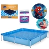 Kit Piscina Quadrada 1500 Litros + Capa e Forro Mor + Bola Inflvel Homem-aranha