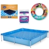 Kit Piscina Quadrada 1500 L + Capa e Forro Mor + Boia Inflvel Princesas