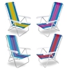 Kit 4 Cadeiras de Praia em Alumnio 8 Posies Mor Cores Mistas