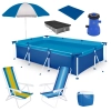 Kit Piscina 3700 Lts + Capa, Forro+ Filtro 110v + Guarda Sol + 2 Cadeiras e Trmica 18l