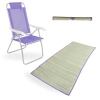 Kit Cadeira Prosa 4 Posies Alta Alumnio + Esteira de Praia Roxa em Palha