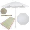Kit Guarda-sol 1,60 Mts Branco + Esteira de Praia em Palha Rosa Passeios Parque