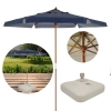 Kit Ombrelone Itapema 2m Jardim Azul + Base Branca 18 L / 22 Kg