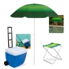 Kit Caixa Trmica 42 Lts com Ala e Rodas + Guarda Sol Fps 70 1,50 M + Banqueta Dobrvel Praia Pesca