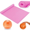 Kit Colchonete Tapete Eva 1,73 M Rosa + Bola Overball 25cm Yoga Pilates e Ginstica