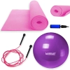 Kit Treino Bola Sua 55 Cm + Colchonete Eva Pilates / Yoga + Corda de Pular + Mini Bomba
