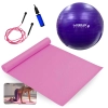 Kit Treino Bola Sua 55 Cm + Colchonete Eva Pilates / Yoga + Corda de Pular + Mini Bomba