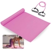 Kit Colchonete Eva Rosa 1,73 Metros + Extensor Elstico Tenso Leve Rosa para Exerccios / Pilates