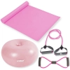 Kit Bola Donut Rosa 45 Cm + Elsticos Tenso Leve com Alas + Elstico em 8 Leve + Colchonete