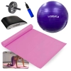 Kit Bola Sua 55 Cm + Colchonete Eva Pilates + Roda Abdominal + Almofada Apoio Lombar + Mini Bomba