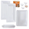 Kit 2 Travessas 44,5 Cm + Travessa 40 Cm Retangulares + 4 Molheiras em Melamina Premium para Buffet