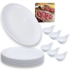 Kit 6 Travessas 33 Cm Prato Oval + 6 Colheres em Melamina Premium Finger Food Buffet