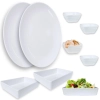 Kit 2 Travessas 33 Cm Oval + 3 Tigelas Onduladas 20,3cm Melamina + 4 Tigelas Molheira 225 Ml Restaurante