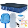 Kit Piscina 10.000 Lts + Capa + Forro + Filtro 220v + Cloro + Peneira + Flutuador