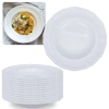 Kit Conjunto 12 Pratos Fundos Brancos 22,5 Cm Borda Decorada em Melamina / Pl�stico