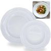 Conjunto 6 Pratos Fundos Branco 22,5 Cm + 6 Pratos Rasos 26,5 Borda Decorada Melamina / Pl�stico