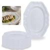 Kit Conjunto de 12 Travessas Brancas 36 Cm Retangular Borda Decorada Melamina / Pl�stico