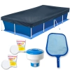 Kit Piscina 3000l + Peneira + Flutuador + Capa + Forro + Pastilha de Cloro