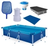 Kit Piscina 3700 Litros em A�o + Flutuador + Capa, Forro + Peneira + Filtro 220v 2.200 L/H Mor