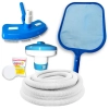 Kit Limpeza de Piscina Mangueira 4m 32mm + Aspirador + Peneira + Pastilha de Cloro + Mini Flutuador