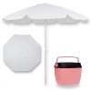 Kit Guarda Sol Bagum e Aluminio 1,60 Metros + Caixa Trmica 18 Litros Rosa Pssego com Ala Mor