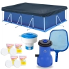 Piscina 5000 L + Capa, Forro + Filtro 220v 2006 L/H Bel + Clorador + Peneira + Pastilha de Cloro