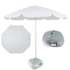 Kit Guarda Sol Branco 1,60m em Bagum e Aluminio + Base Branca 21kg Jardim e Piscina