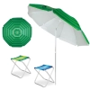 Kit Praia Guarda Sol 2,40 M Articulado + 2 Banquetas Banco Dobravel Alumnio Praia e Camping