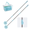 Kit 2 Cabos Extensores Giratrios Reposio para Mop Pocket Mor + Cesta com 36 Prendedores