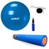 Kit Rolo para Exerccios 90cm + Bola Suia de 65cm para Alongamento e Equilbrio + Mini Bomba