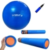 Kit Rolo para Exerccios 90cm Azul + Bola Sua 65cm com Mini Bomba para Alongamento e Equilbrio