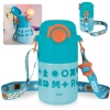 Garrafa Trmica Infantil Kids Azul 500 Ml em Ao Inox com Ala e Canudo em Silicone Ilustrada Escolar Mor