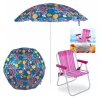 Kit Cadeira de Praia Infantil Bel em Aluminio Rosa + Guarda Sol Colorido 1,30m