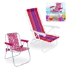 Kit Cadeira de Praia Infantil da Barbie Rosa + Cadeira Adulto 4 Posies em Ao Colorida
