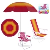 Kit Cadeira de Praia Infantil da Barbie + Cadeira Piscina 4 Posi��es A�o + Guarda Sol 1,50 M Parque